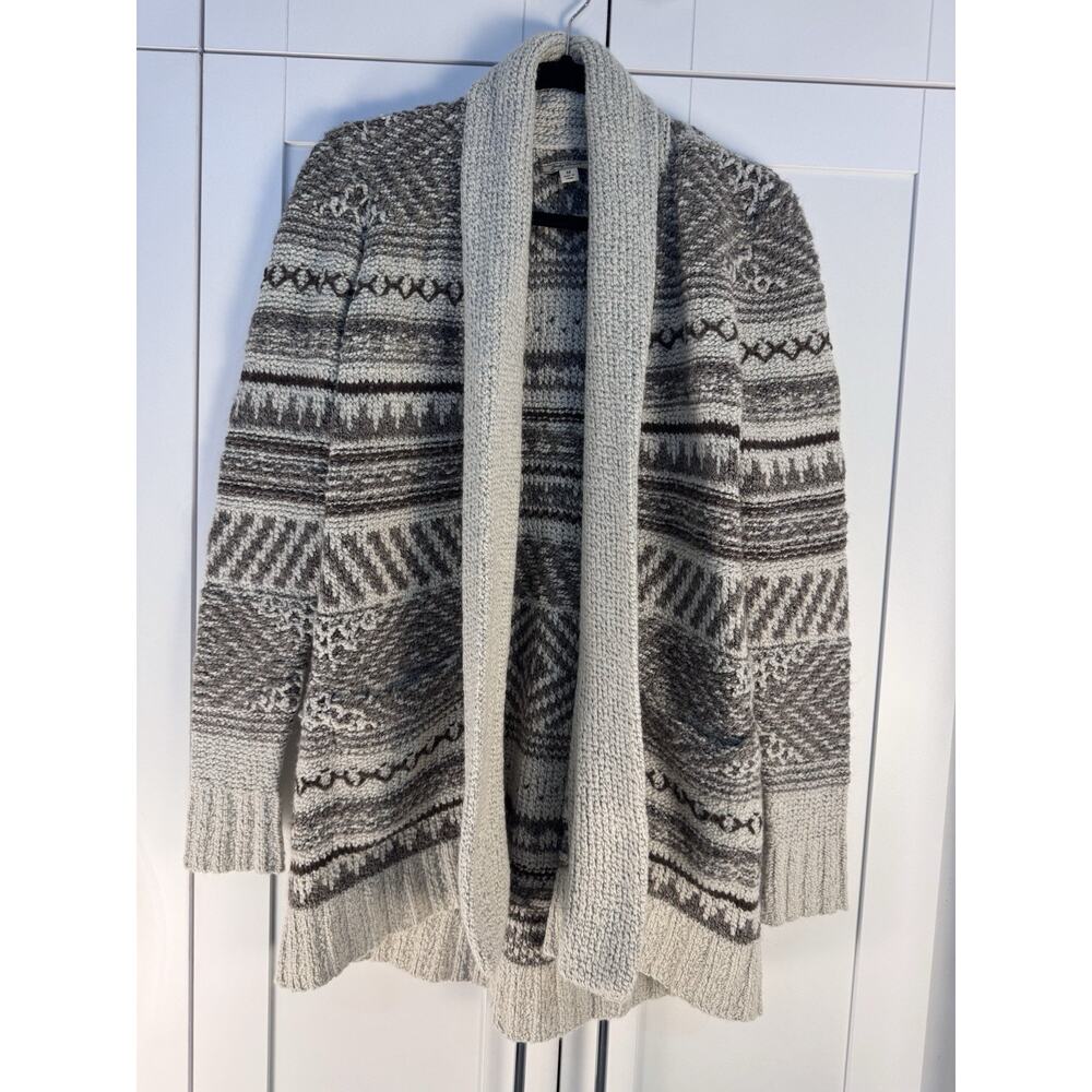 Lucky Brand Cardigan Sweater Shawl Collar Tribal Knit Cozy Boho Medium Casual